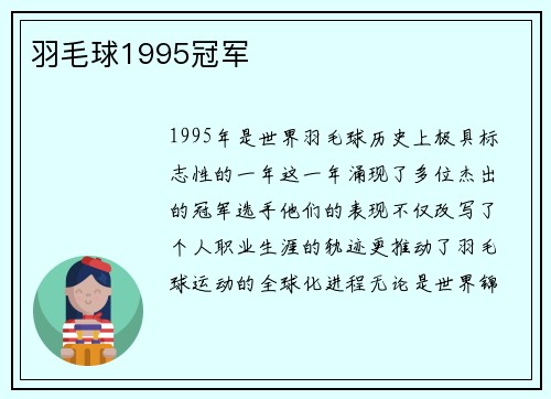 羽毛球1995冠军